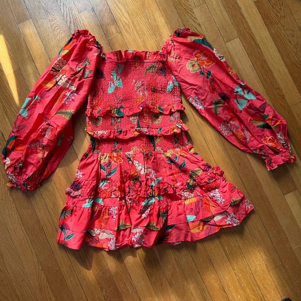 FARM Rio Smocked Ruffle Mini Dress, BNWT - Picture 3 of 4
